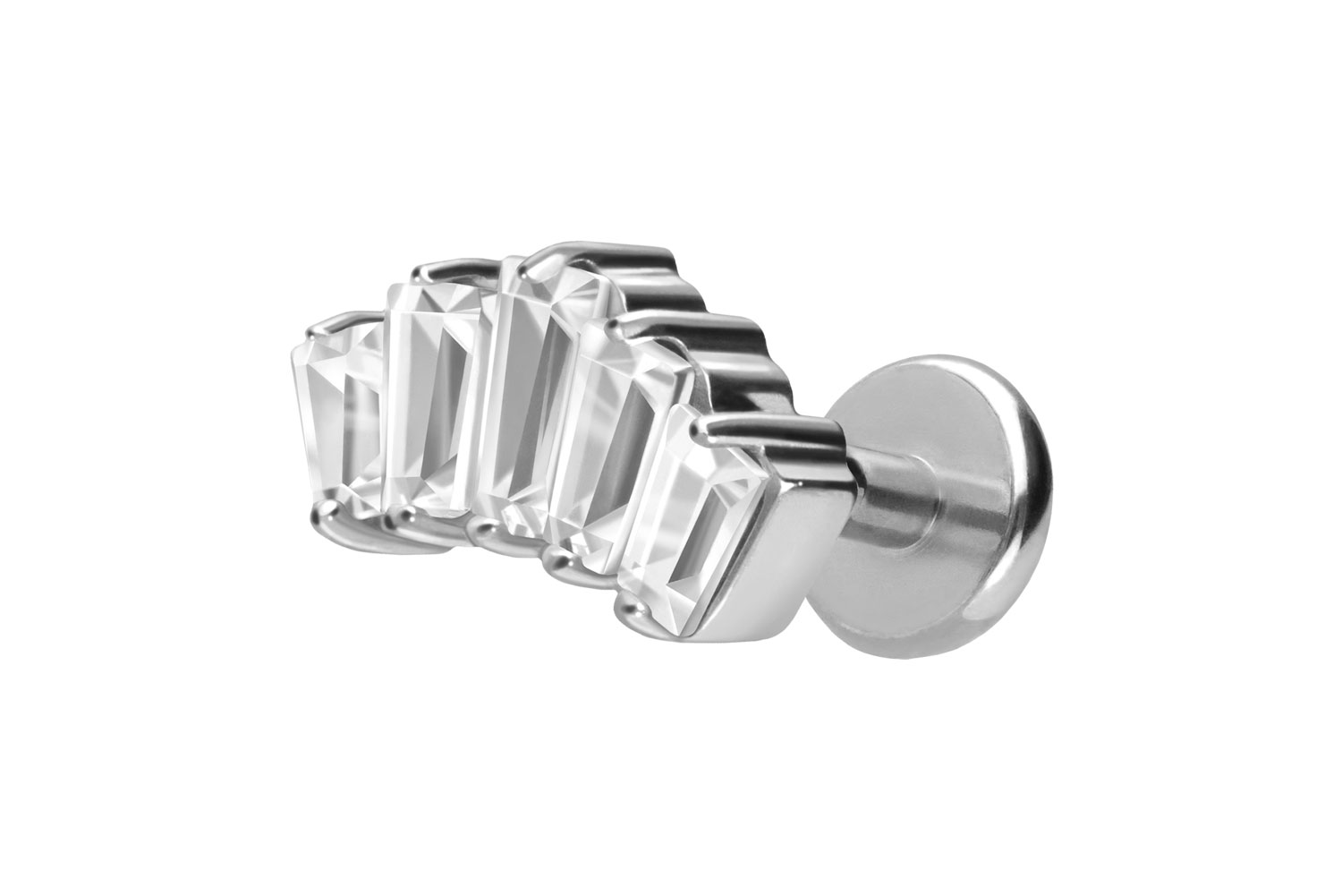 Titan Labret mit Push Fit 5 EINGEFASSTE KRISTALLRECHTECKE